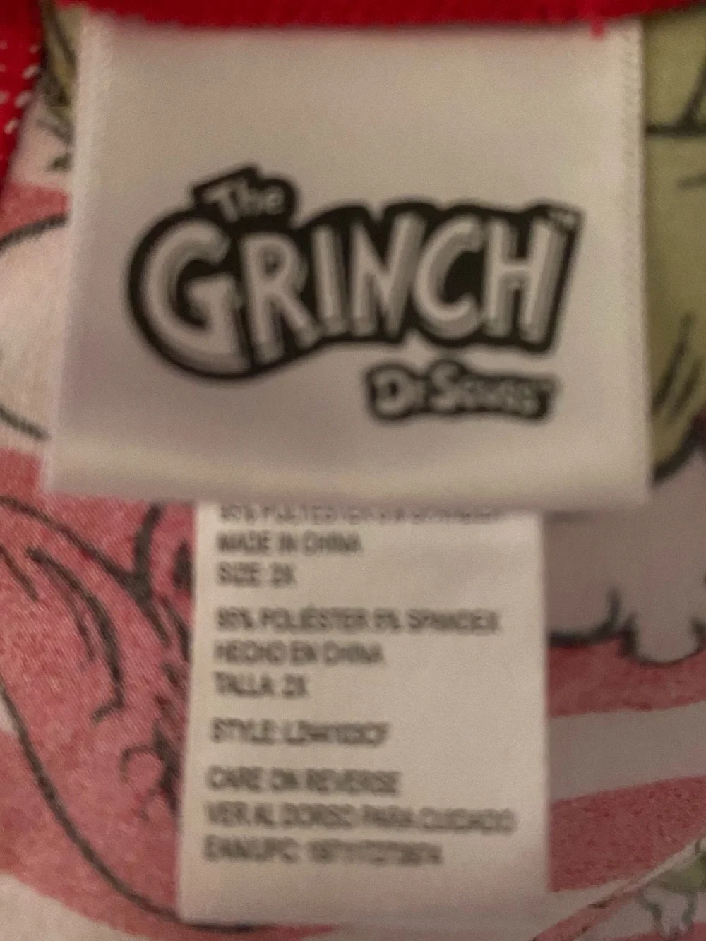 THE GRINCH DR. SEUSS Official dog  pajama green red white NEW size L